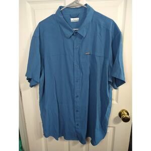Columbia Men's XL Collared Shirt Casual/ Activewear Longspur Blue Short Sleeve